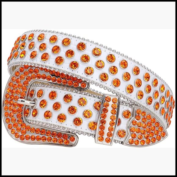 Western Rhinestone Studded Leather Belt for Women and Men main image 3